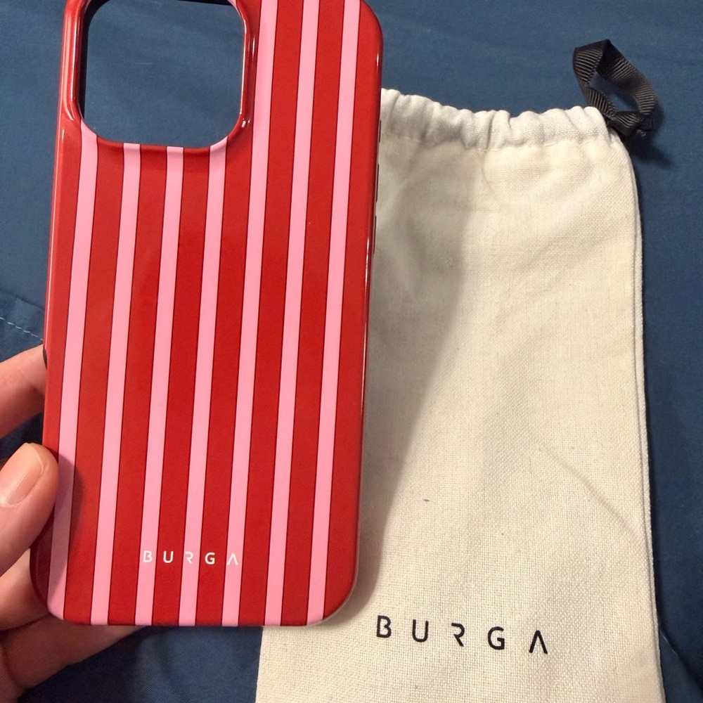 New Burga - Red and Pink Striped Phone Case iPhone 16 pro max MagSafe tough case